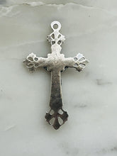 Load image into Gallery viewer, Lilies Crucifix Pendant - Sterling Silver - Antique Reproduction CeCeAgnes Rosary Parts
