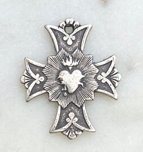 Load image into Gallery viewer, Medal - Sacred Heart - Sterling Silver - Antique Reproduction 1147 CeCeAgnes Rosary Parts
