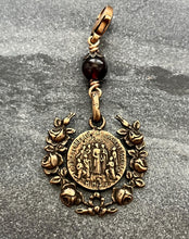 Load image into Gallery viewer, Bag Charm North American Martyrs Zipper Pull - Bronze and Garnet
