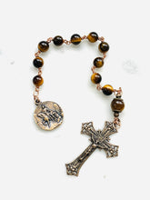 Load image into Gallery viewer, Saint Martin Holy Face Rosary: Tiger Eye &amp; Bronze Single Decade Tenner
