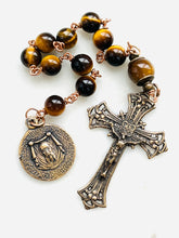 Load image into Gallery viewer, Saint Martin Holy Face Rosary: Tiger Eye &amp; Bronze Single Decade Tenner

