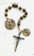 Load image into Gallery viewer, Child Jesus in the Temple Rosary: Hematite &amp; Bronze Single Decade Tenner - Sorrowful Mother
