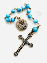 Load image into Gallery viewer, Saint Ann and Saint Joseph Rosary: Apatite &amp; Bronze Single Decade Tenner
