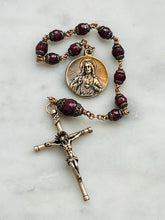 Load image into Gallery viewer, Sorrowful Mother Rosary: Ruby &amp; Bronze Single Decade Tenner
