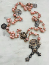 Load image into Gallery viewer, Miracle of Roses Saints - Rosary - Bronze and Pink Opal - CeCeAgnes
