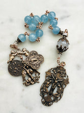 Load image into Gallery viewer, Angels Pocket Rosary - Aquamarine and Bronze - Archangels Rosary - Michael, Gabriel, Raphael CeCeAgnes
