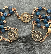 Load image into Gallery viewer, Kyanite Blessed Virgin Mary Rosary Bracelet - Solid Bronze

