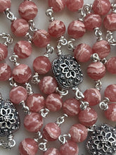 Load image into Gallery viewer, Heirloom Rosary - Sterling Silver - Rhodochrosite - Museum Quality

