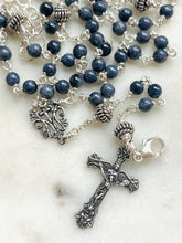 Load image into Gallery viewer, Sterling Silver Sapphire Rosary Necklace – Wire-Wrapped Functional Jewelry
