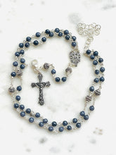 Load image into Gallery viewer, Sterling Silver Sapphire Rosary Necklace – Wire-Wrapped Functional Jewelry

