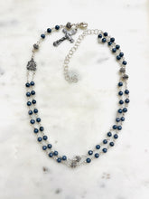Load image into Gallery viewer, Sterling Silver Sapphire Rosary Necklace – Wire-Wrapped Functional Jewelry
