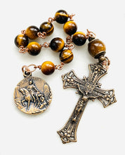 Load image into Gallery viewer, Saint Martin Holy Face Rosary: Tiger Eye &amp; Bronze Single Decade Tenner
