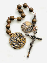 Load image into Gallery viewer, Child Jesus in the Temple Rosary: Hematite &amp; Bronze Single Decade Tenner - Sorrowful Mother
