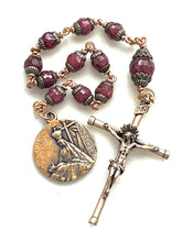 Load image into Gallery viewer, Sorrowful Mother Rosary: Ruby &amp; Bronze Single Decade Tenner
