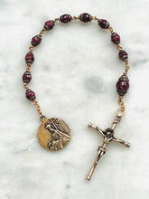 Load image into Gallery viewer, Sorrowful Mother Rosary: Ruby &amp; Bronze Single Decade Tenner

