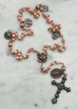 Load image into Gallery viewer, Miracle of Roses Saints - Rosary - Bronze and Pink Opal - CeCeAgnes
