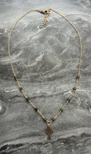 Load image into Gallery viewer, Celtic Cross and Jade Necklace - Solid Bronze
