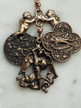 Load image into Gallery viewer, Angels Pocket Rosary - Aquamarine and Bronze - Archangels Rosary - Michael, Gabriel, Raphael CeCeAgnes
