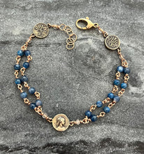 Load image into Gallery viewer, Kyanite Blessed Virgin Mary Rosary Bracelet - Solid Bronze
