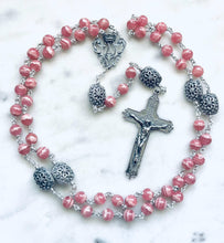 Load image into Gallery viewer, Heirloom Rosary - Sterling Silver - Rhodochrosite - Museum Quality
