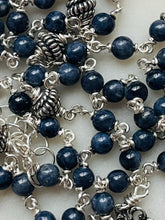 Load image into Gallery viewer, Sterling Silver Sapphire Rosary Necklace – Wire-Wrapped Functional Jewelry
