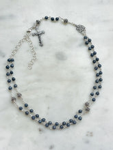 Load image into Gallery viewer, Sterling Silver Sapphire Rosary Necklace – Wire-Wrapped Functional Jewelry

