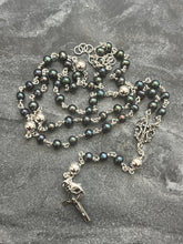 Load image into Gallery viewer, Sterling Silver Peacock Pearl Rosary Necklace Bracelet – Wire-Wrapped Functional Jewelry
