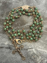 Load image into Gallery viewer, Wearable Rosary - Double Strand Necklace or Multi Strand Wrap Bracelet- African Jade - Solid Bronze
