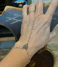 Load image into Gallery viewer, Bronze and Moonstone Rosary Hand Chain Bracelet
