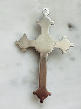 Load image into Gallery viewer, Large Trinity Crucifix Pendant - Pectoral Cross - Sterling Silver - Antique Reproduction CeCeAgnes Rosary Parts
