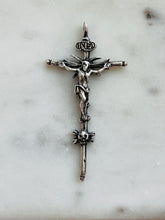 Load image into Gallery viewer, Memento Mori Crucifix Pendant - Sterling Silver - Antique Reproduction CeCeAgnes Rosary Parts
