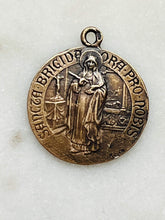 Load image into Gallery viewer, Saint Bridgette Medal – Bronze Antique Reproduction Rosary Part

