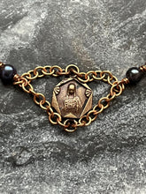 Load image into Gallery viewer, Our Lady of the Trinity Rosary Bracelet - Solid Bronze and Peacock Pearls
