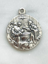 Load image into Gallery viewer, Baptism Medal - Sterling Silver - Antique French Reproduction CeCeAgnes Rosary Parts
