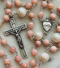 Load image into Gallery viewer, Petite Opal and Pearl Sacred Heart Rosary - Sterling Silver
