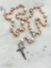 Load image into Gallery viewer, Petite Opal and Pearl Sacred Heart Rosary - Sterling Silver
