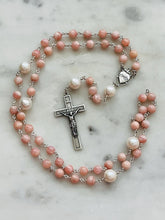 Load image into Gallery viewer, Petite Opal and Pearl Sacred Heart Rosary - Sterling Silver
