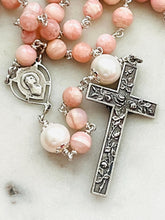 Load image into Gallery viewer, Petite Opal and Pearl Sacred Heart Rosary - Sterling Silver
