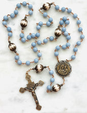 Load image into Gallery viewer, Large Bronze Rosary - Our Lady of Good Counsel - Angelite and Fossil Beads CeCeAgnes
