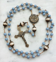 Load image into Gallery viewer, Large Bronze Rosary - Our Lady of Good Counsel - Angelite and Fossil Beads CeCeAgnes
