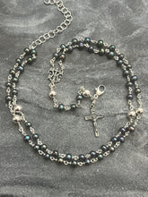 Load image into Gallery viewer, Sterling Silver Peacock Pearl Rosary Necklace Bracelet – Wire-Wrapped Functional Jewelry
