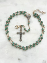 Load image into Gallery viewer, Wearable Rosary - Double Strand Necklace or Multi Strand Wrap Bracelet- African Jade - Solid Bronze
