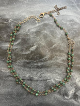 Load image into Gallery viewer, Wearable Rosary - Double Strand Necklace or Multi Strand Wrap Bracelet- African Jade - Solid Bronze
