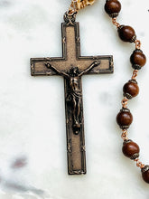 Load image into Gallery viewer, Wire-Wrapped Wood and Bronze Single Decade Rosary – Saint Francis, Saint Elizabeth Medals
