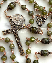 Load image into Gallery viewer, Celtic Peridot Rosary - Bronze - Saint Patrick
