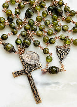 Load image into Gallery viewer, Celtic Peridot Rosary - Bronze - Saint Patrick
