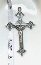 Load image into Gallery viewer, Large Trinity Crucifix Pendant - Pectoral Cross - Sterling Silver - Antique Reproduction CeCeAgnes Rosary Parts
