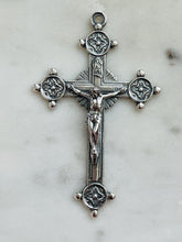 Load image into Gallery viewer, Large Trinity Crucifix Pendant - Pectoral Cross - Sterling Silver - Antique Reproduction CeCeAgnes Rosary Parts
