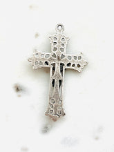 Load image into Gallery viewer, Fleur de Lis Crucifix Pendant - Sterling Silver - Antique Reproduction CeCeAgnes Rosary Parts
