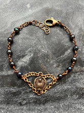 Load image into Gallery viewer, Our Lady of the Trinity Rosary Bracelet - Solid Bronze and Peacock Pearls
